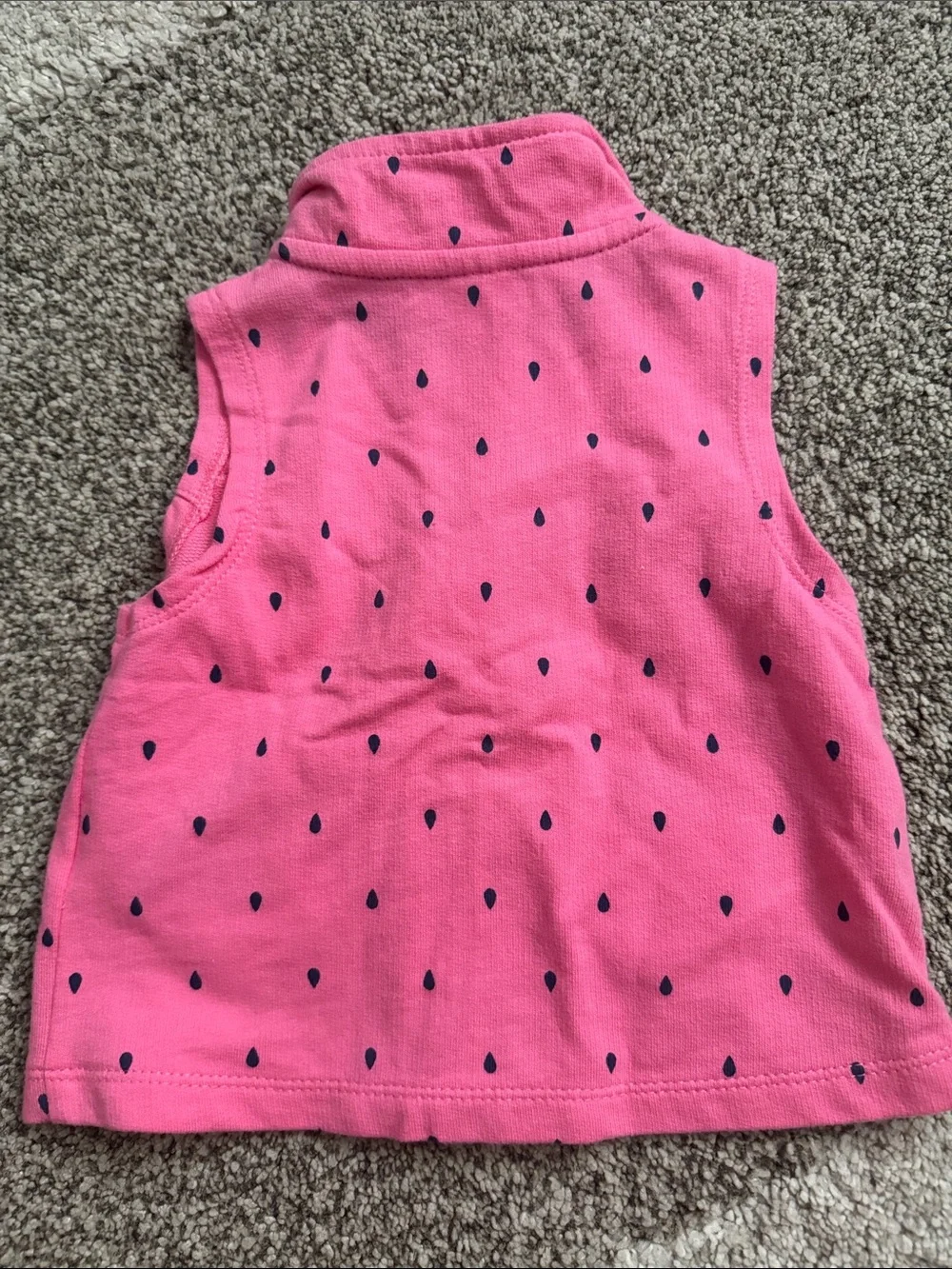 Pink Strawberry Print Sleeveless Zip Vest